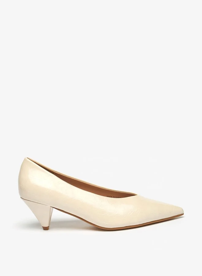 Celeste Women's Solid Slip-On Pumps with Cone Heels