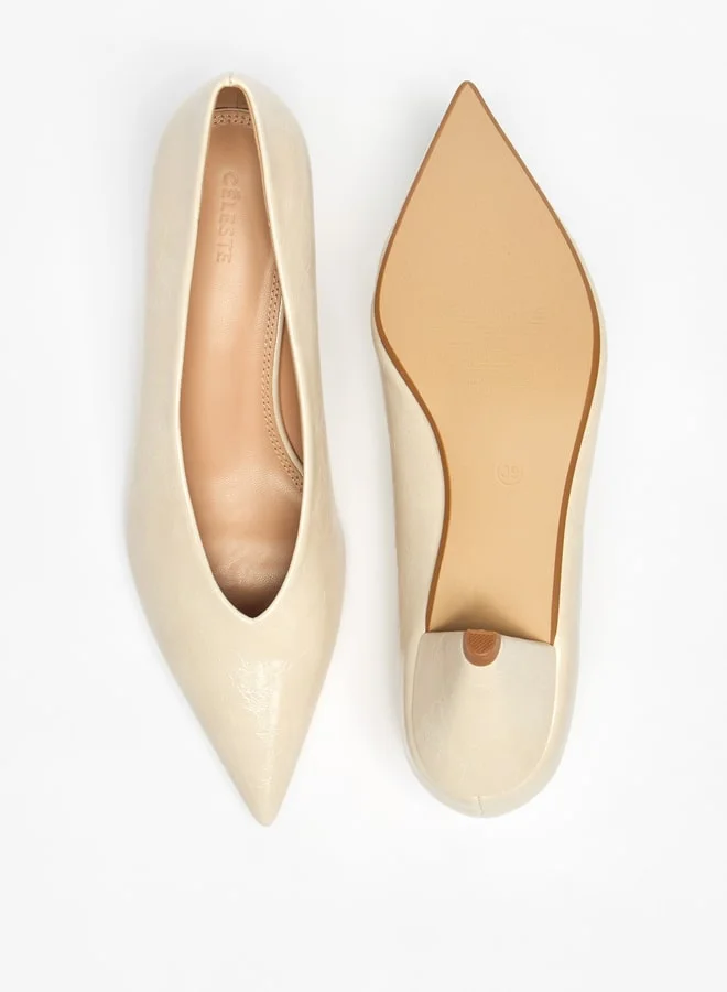 Celeste Women's Solid Slip-On Pumps with Cone Heels