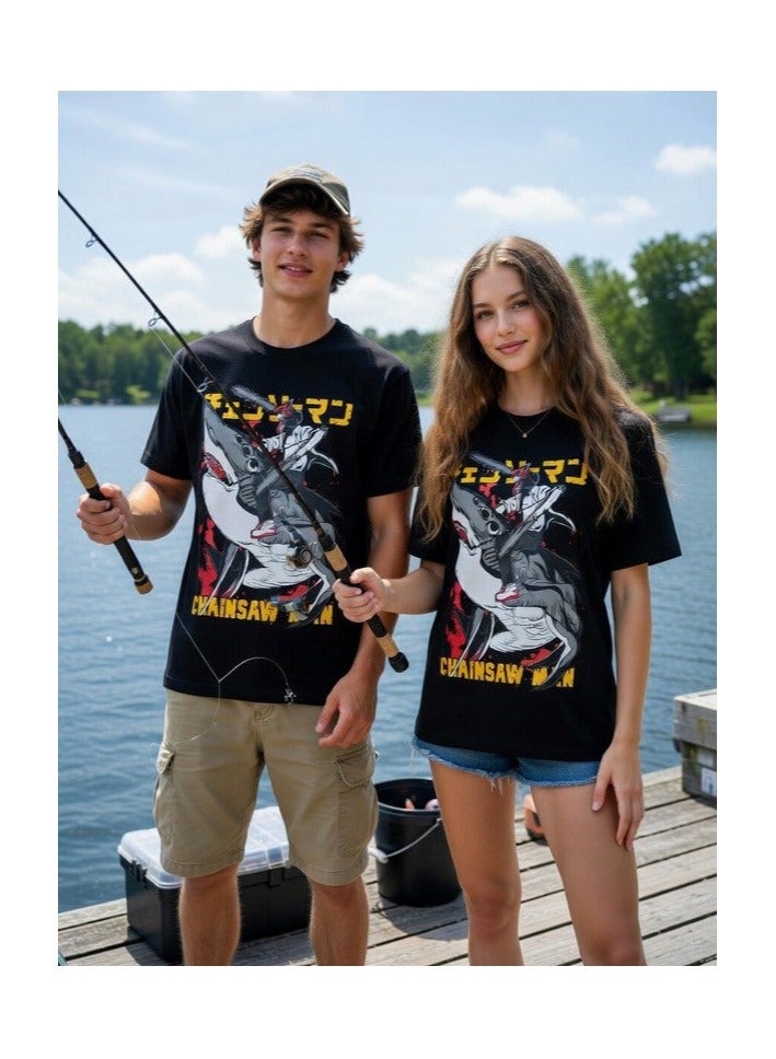 Dirty Lizard 1pc Unisex black t-shirt with Anime print 100% cotton 9 - Image 1