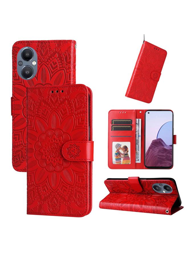 اس-توب جراب لهاتف OPPO Reno7 Z / OnePlus Nord N20 5G جراب هاتف جلدي منقوش بنقشة عباد الشمس - Image 1