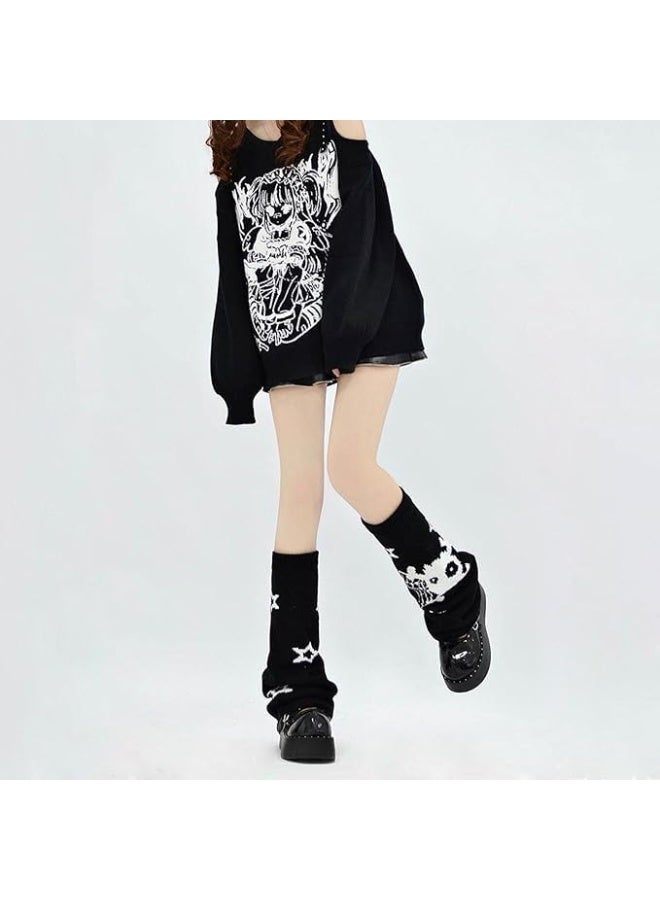 Y2k Leg Warmers for Women Two Side Wear Leg Warmers Girls Kawaii Knitted Leg Warmers Gothic Harajuku Cute Leg Warmers, One Size - Image 3