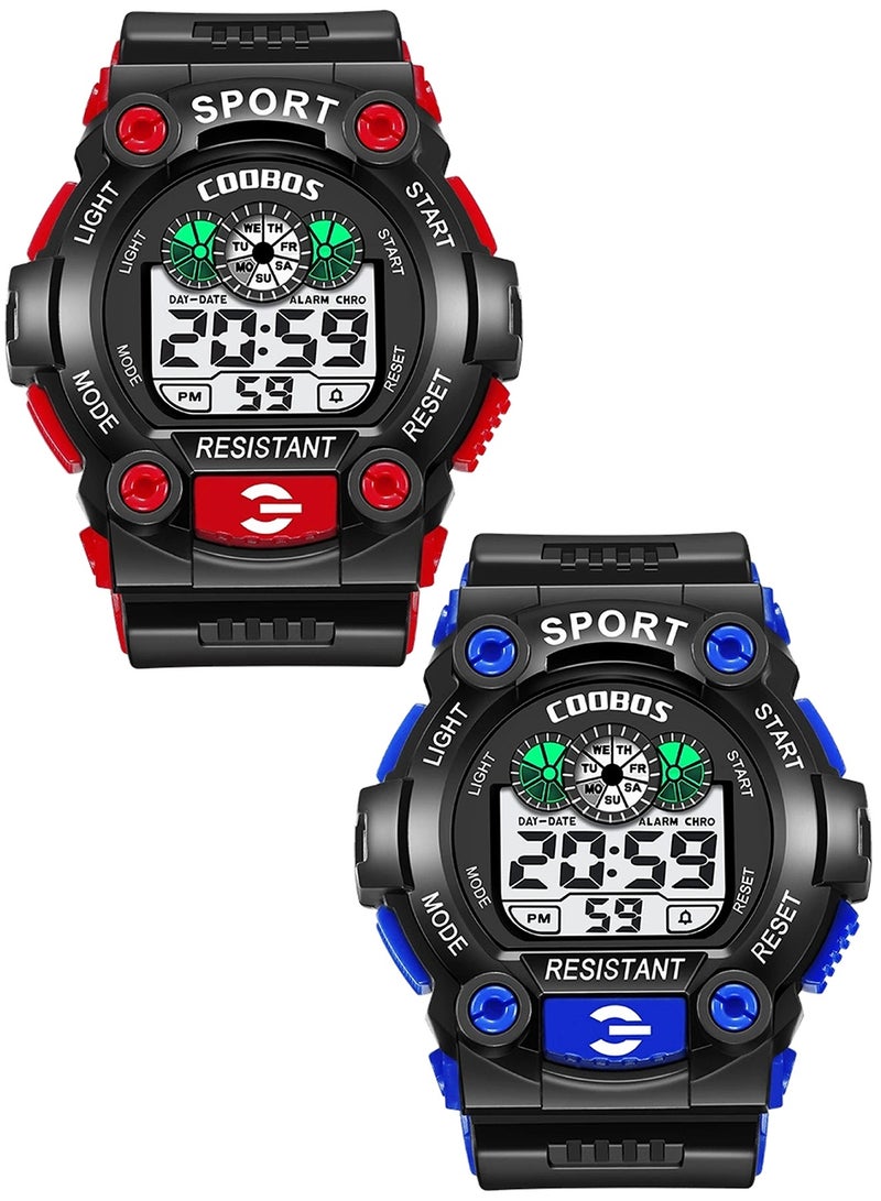 COOBOS 2 Pack Kids Water Resistant Rubber Digital Watch - Image 1