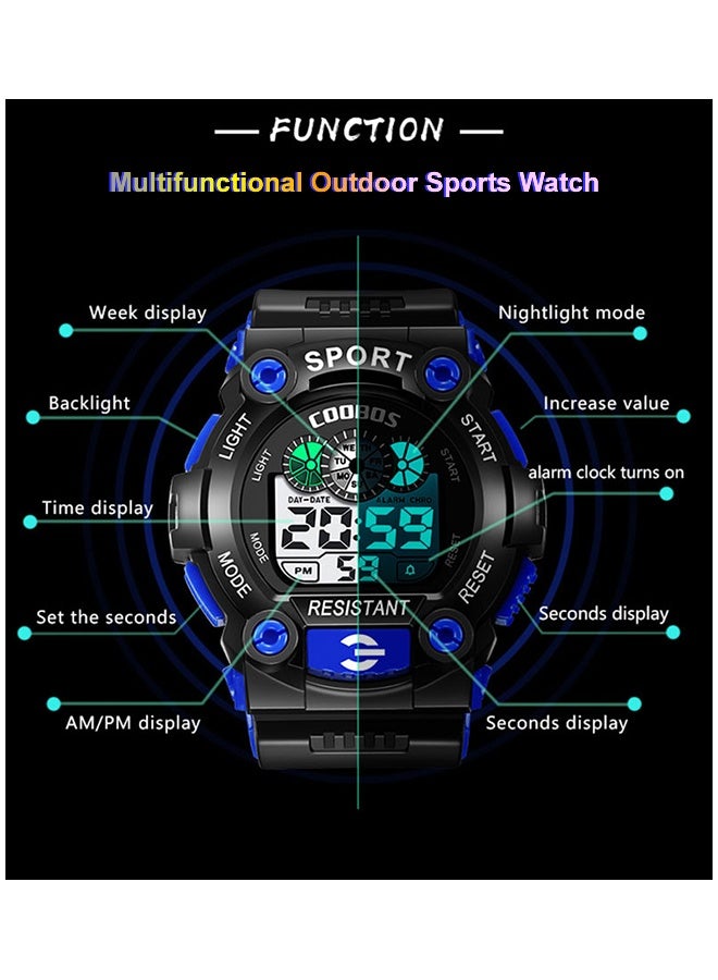 COOBOS 2 Pack Kids Water Resistant Rubber Digital Watch - Image 3
