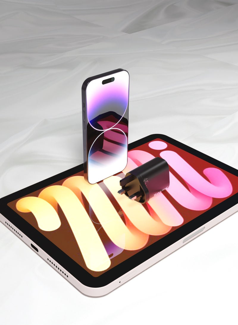 Max & Max 45W GaN Fast Charger Dual Port USB-A & Type-C Adapter – Compatible with iPhone, Samsung, Android, iPad, Lenovo & More – Black - Image 2