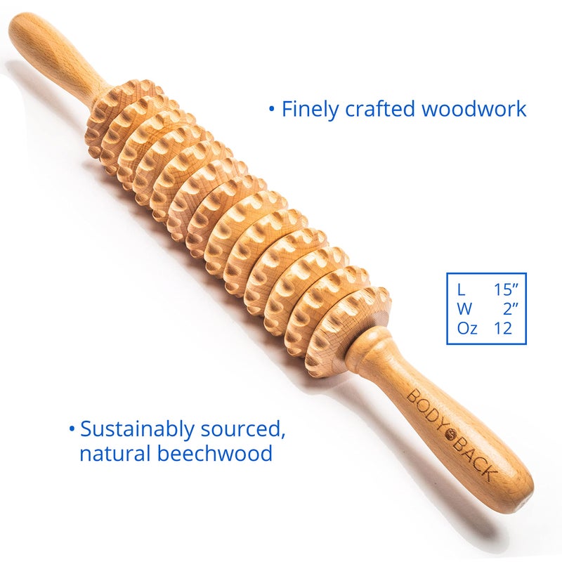 Body Back Wood Therapy Roller for Maderoterapia, Lymphatic Drainage, Cellulite Massage, and Massage Rolling, Natural Muscle Massage Stick Tool for Massage and Relaxation - Image 4