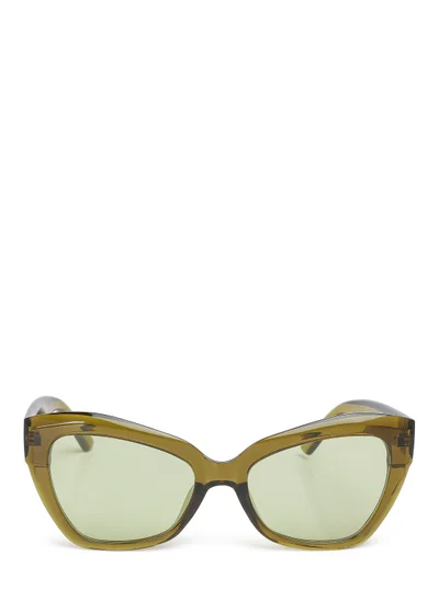 London Rag Chunky Cat Eye Sunglasses in Light Olive Green