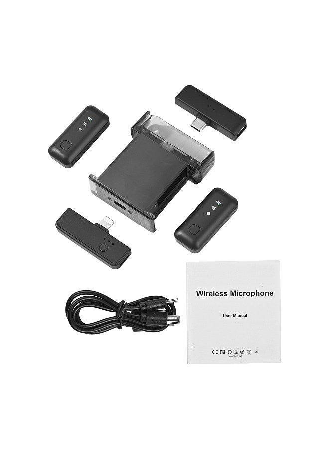 Wireless Lavalier Microphone System Dual Microphone Dual Receiver Noise Reduction with Display Screen 2.4GHz Wireless Transmission Professional Collar Clip Microphone Plug and Play  - Image 2