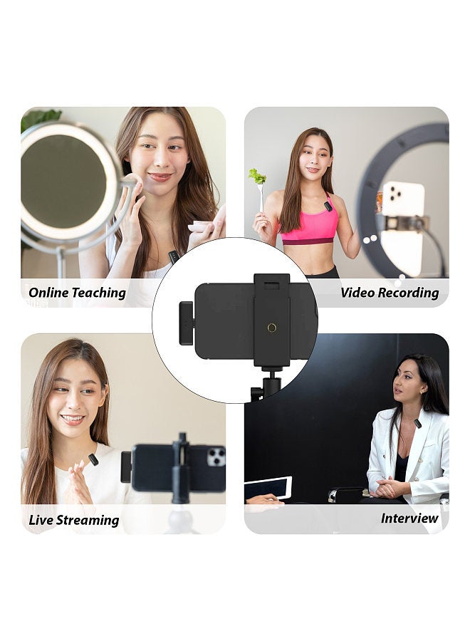 Wireless Lavalier Microphone System Dual Microphone Dual Receiver Noise Reduction with Display Screen 2.4GHz Wireless Transmission Professional Collar Clip Microphone Plug and Play  - Image 5