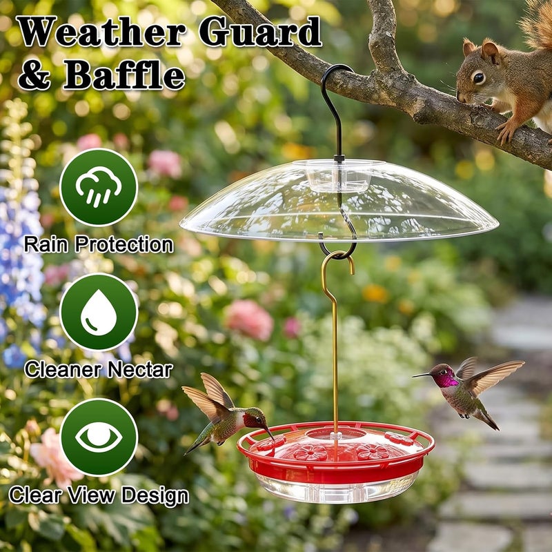 FEED GARDEN 16 OZ Hummingbird Feeders with Rainproof Dome Hummingbird Feederfor Outdoor Hanging 5 Feeder Ports Ant Bee Proof Leak-Proof Cleaning Brushes Nectar Easy Clean Fill - Image 2