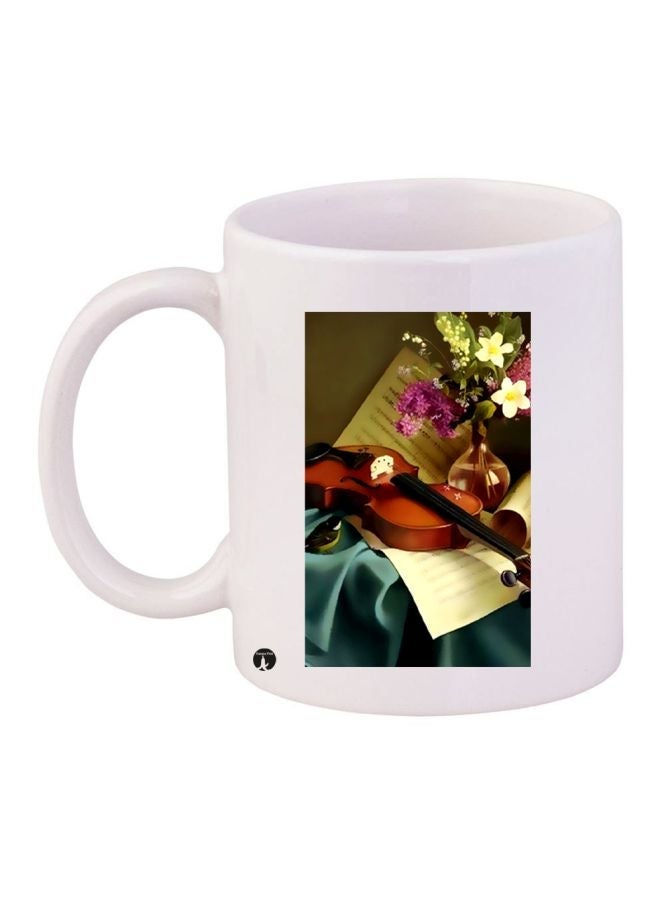 RYN Violin Printed Coffee Mug White/Brown/Green