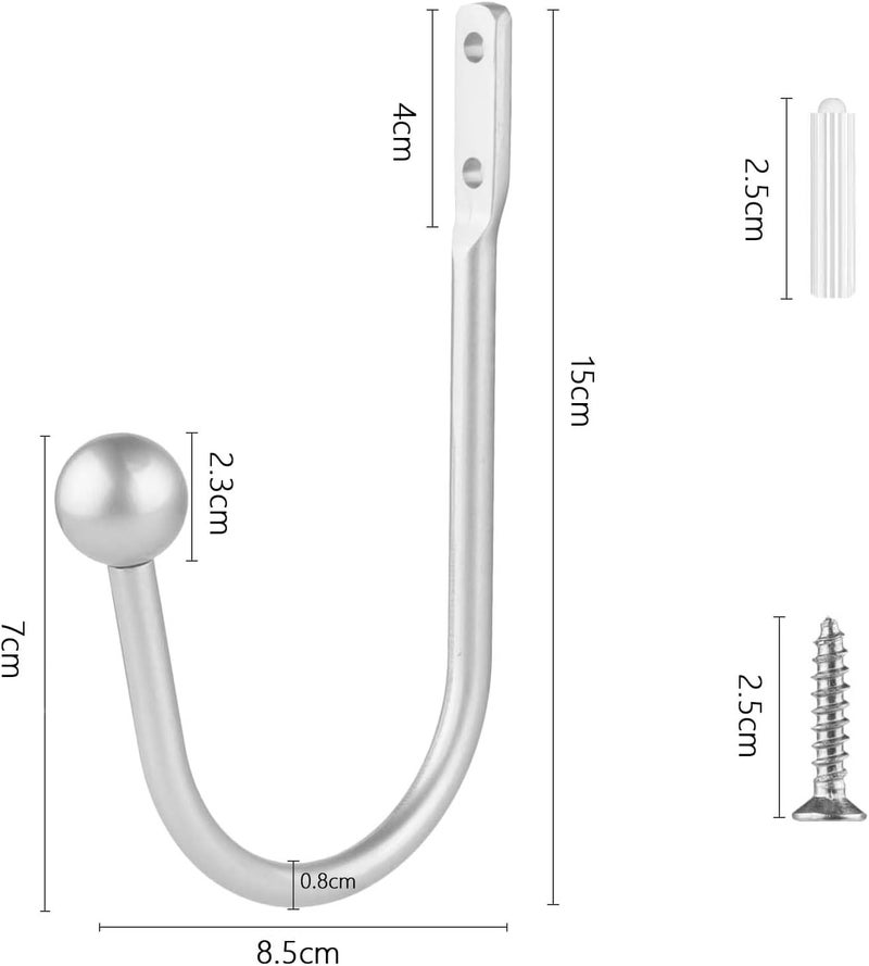gobutend Curtain Holdbacks, 6pcs Curtains Holder Wall Mounted Drapery Tiebacks Retro Window Hook for Home Decor, Silver - Image 2