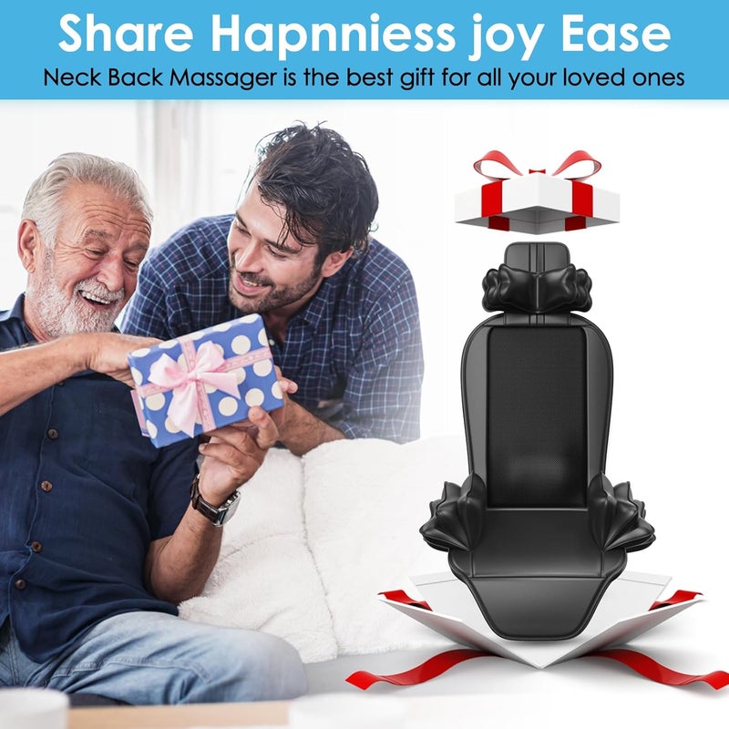 comrelax مدلك ظهر شياتسو لتخفيف الألم مدلك كرسي عميق الأنسجة مع حرارة مهدئة اهتزاز ناعم قابل للتعديل في الارتفاع لتناسب أشكال الجسم المتنوعة هدايا للرجال والنساء - Image 5