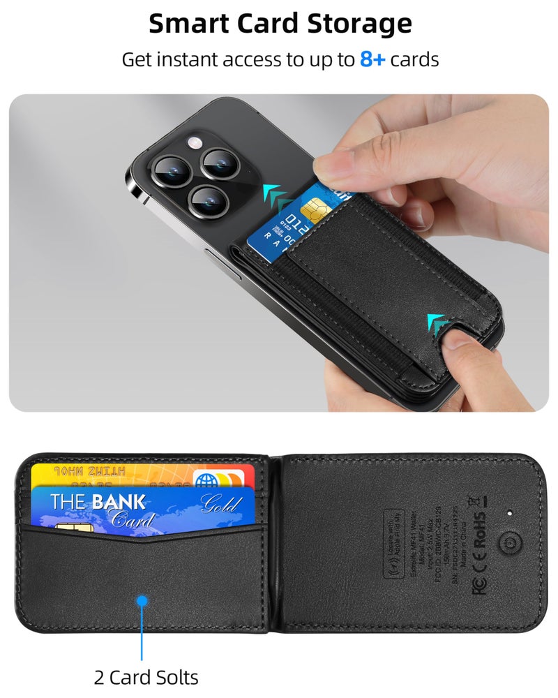 ExtreLife for Magsafe Wallet, Works with Apple Find My, Magnetic Wallet for iPhone 17/16/15/14/13/12 Series, 8-Card Holder, RFID Blocking, Black - Image 4