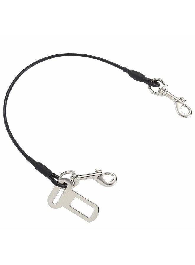 Mogoko Chew Proof Dog Car Seatbelt Safety Restraint Pet No-Chew Tether Cable Stainless Steel Dog Leash Puppy Vehicle Seat Belt Strap with Double Clip and Latch Attachment (16 inch) Black - Image 1