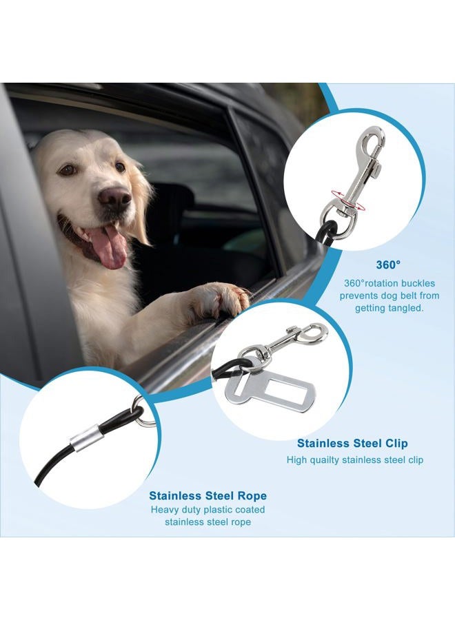 Mogoko Chew Proof Dog Car Seatbelt Safety Restraint Pet No-Chew Tether Cable Stainless Steel Dog Leash Puppy Vehicle Seat Belt Strap with Double Clip and Latch Attachment (16 inch) Black - Image 5