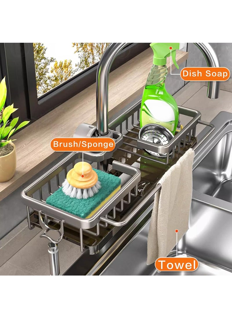 Kitchen Sink Caddy Faucet Organizer, Kitchen Sink Organizer Over Around Faucet, Sink Sponge Holder, Sink Organizer Rack for Kitchen for 0.7-1.1inch Round Water Pipe (Silver, 2 in 1) - pzsku/Z0233A72FC18E5D715420Z/45/_/1729672368/c8136beb-42e0-4188-8f14-2343e6c17d50