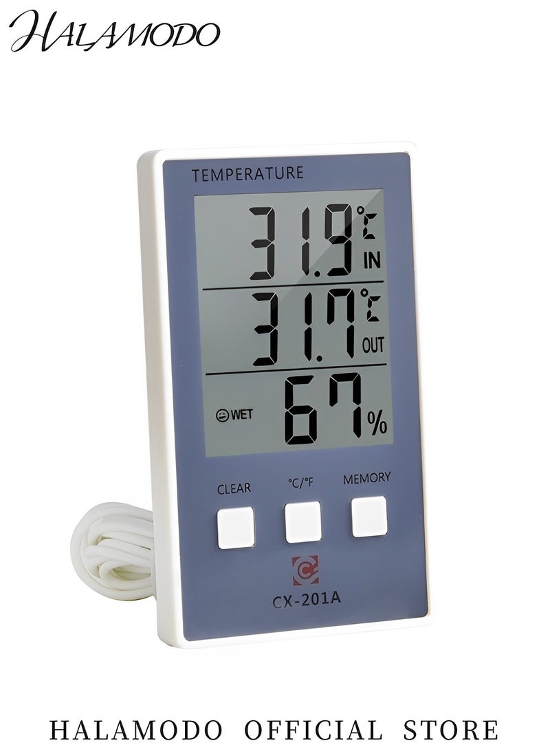 HALAMODO - 2 in 1 Digital Hygrometer Thermometer Indoor & Outdoor Temperature Monitor Home Office Temp Humidity Gauge Meter Temperature Humidity Sensor with Large LCD Display & Stand - Image 1