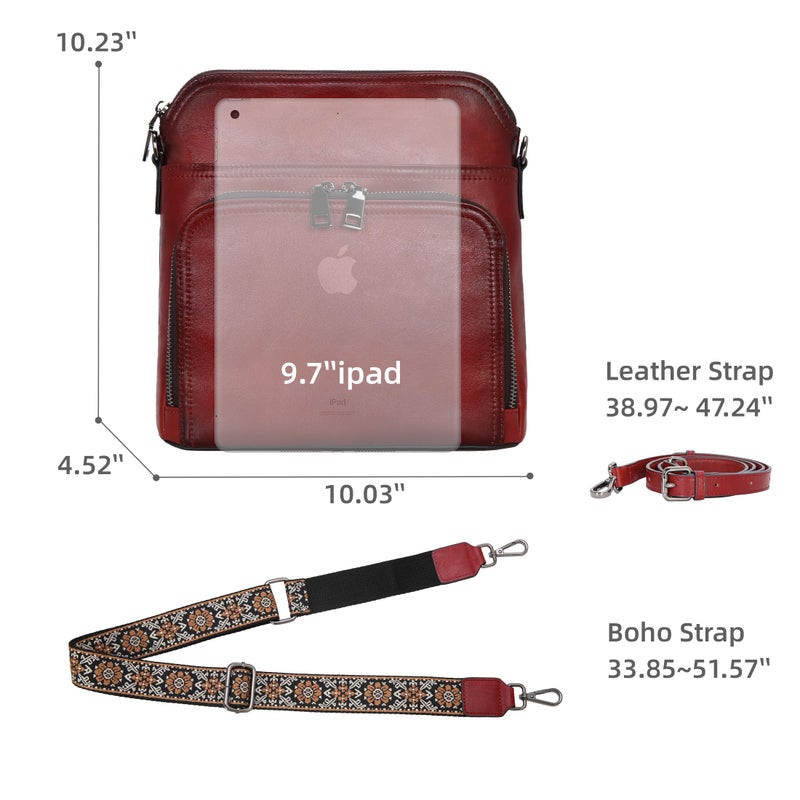 Iswee Crossbody Bag for Women Purses and Handbags Medium Shoulder Bag Genuine Leather Crossbody Hobo with Built in Wallet(Wine) - Image 5