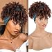 Aisaide Curly Wigs for Black Women, Headband Wigs with Bangs, Synthetic Short Afro Kinky Curly Wig with Headband Attached, Drawstring High Afro Puff Brown Curly Wig Turban - Image 2