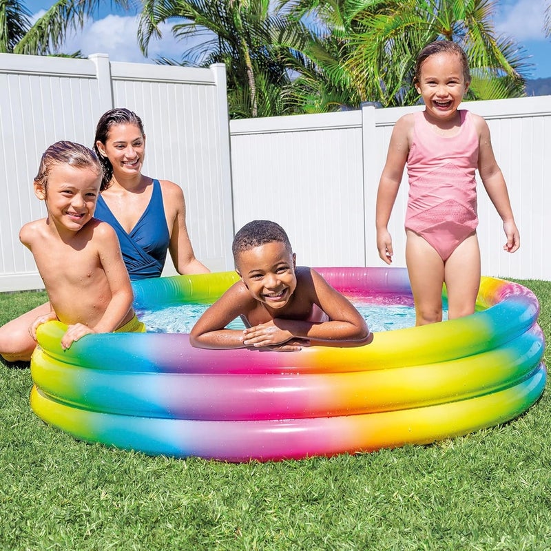 Intex - Children's Rainbow Inflatable Pool 147x33cm - 58439 - Image 4