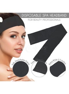 100 Ct. Disposable Spa Facial Headbands with Convenient Closure (Black)