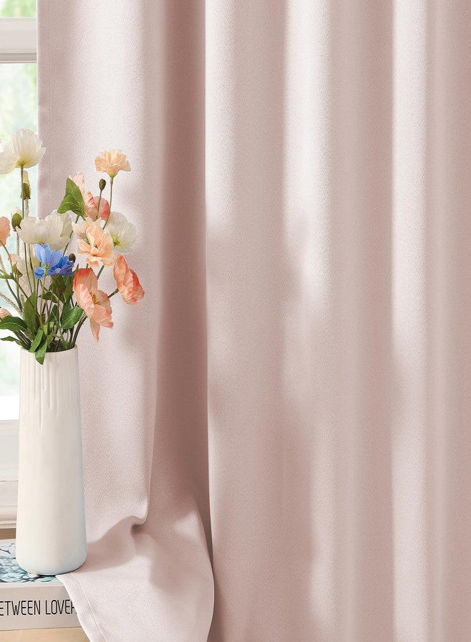 Treatmentex ستائر نوافذ من Treatmentex باللون الوردي الفاتح، طولها 95 بوصة، تحجب الضوء، مزودة بحلقات خلفية وجيب للعمود، ستائر عازلة للحرارة لغرفة نوم البنات، لون وردي فاتح ناعم، عرض 52 بوصة، قطعتان. - Image 5