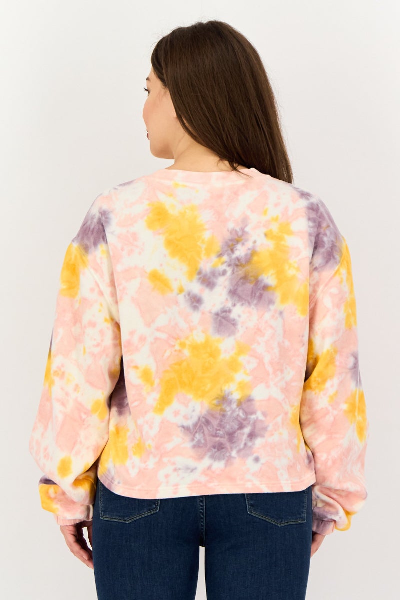 VANS Women Crew Neck Long Sleeve Tie Dye Crop Sweatshirt, Multicolor - Image 4