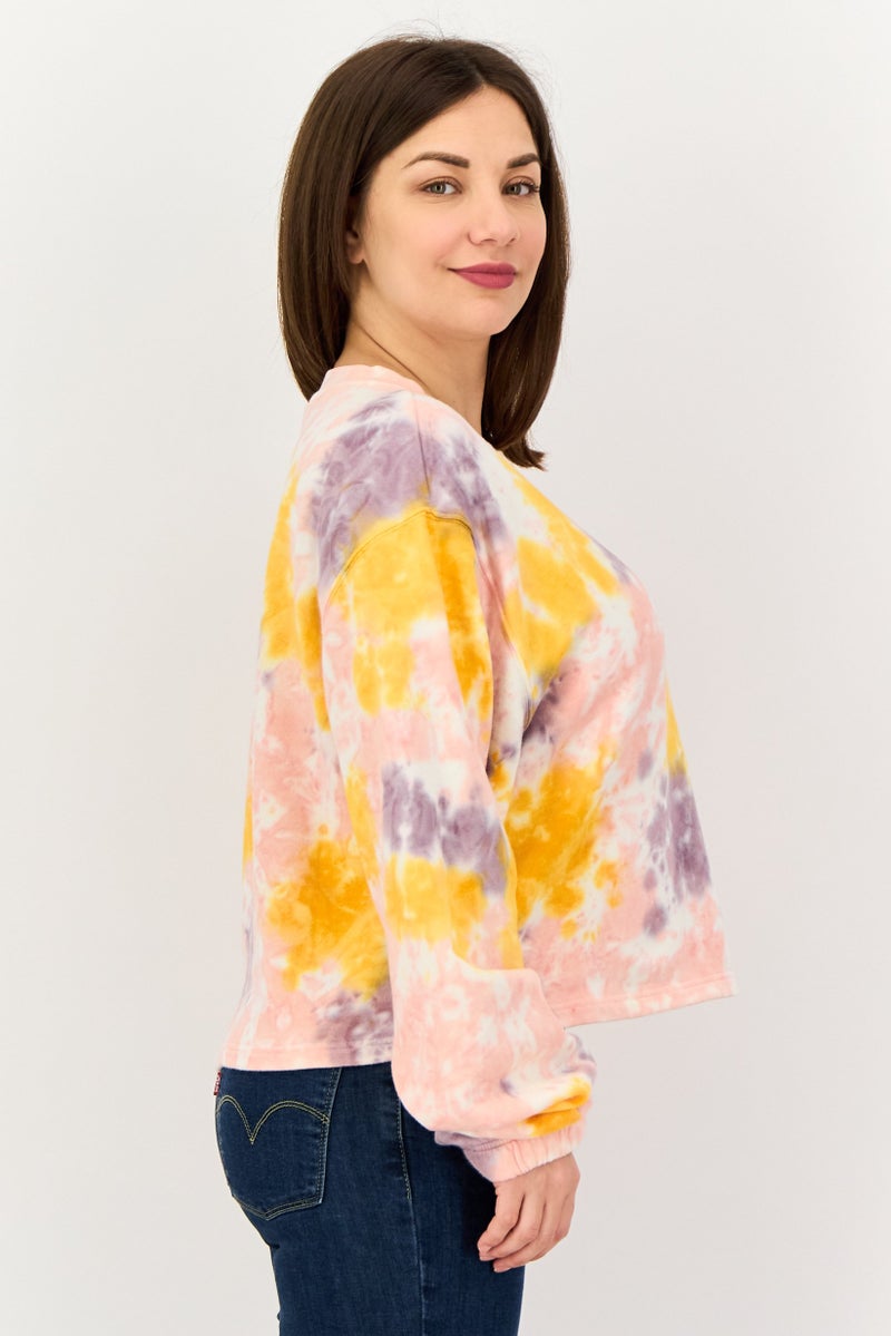 VANS Women Crew Neck Long Sleeve Tie Dye Crop Sweatshirt, Multicolor - Image 2