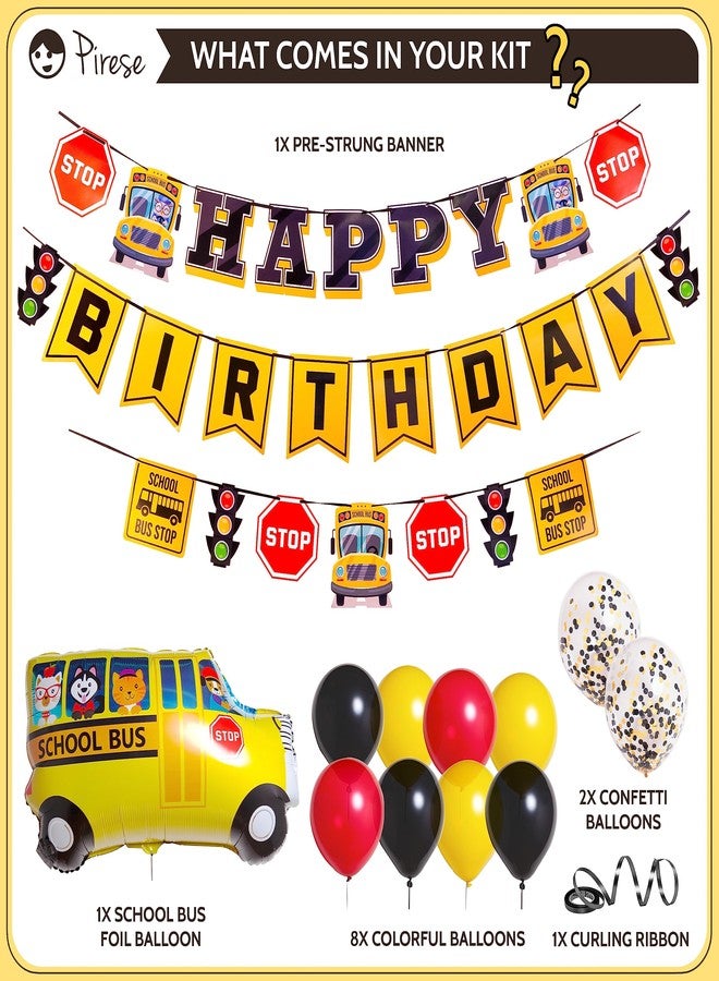 Pirese Wheels on the Bus Birthday Banner Kit, School Bus Party Decorations with Balloons, Yellow Bus Theme Decor for Kids Birthday Party - Image 2