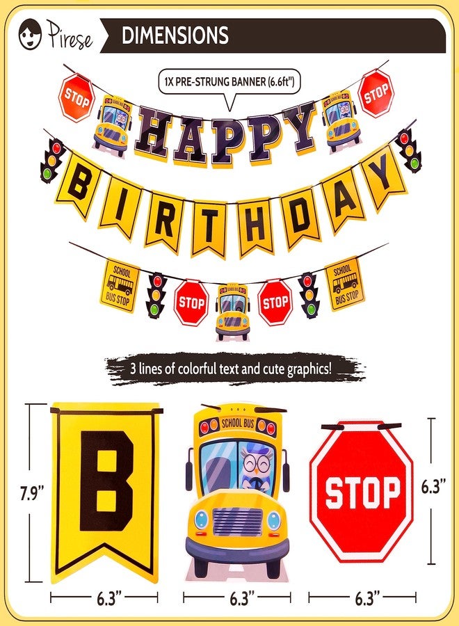 Pirese Wheels on the Bus Birthday Banner Kit, School Bus Party Decorations with Balloons, Yellow Bus Theme Decor for Kids Birthday Party - Image 3