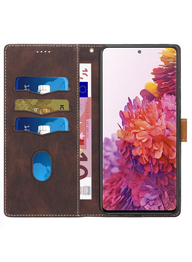 S-TOP Case For Samsung Galaxy S20 FE Grid Stitching Leather Phone Case with Lanyard - Image 4