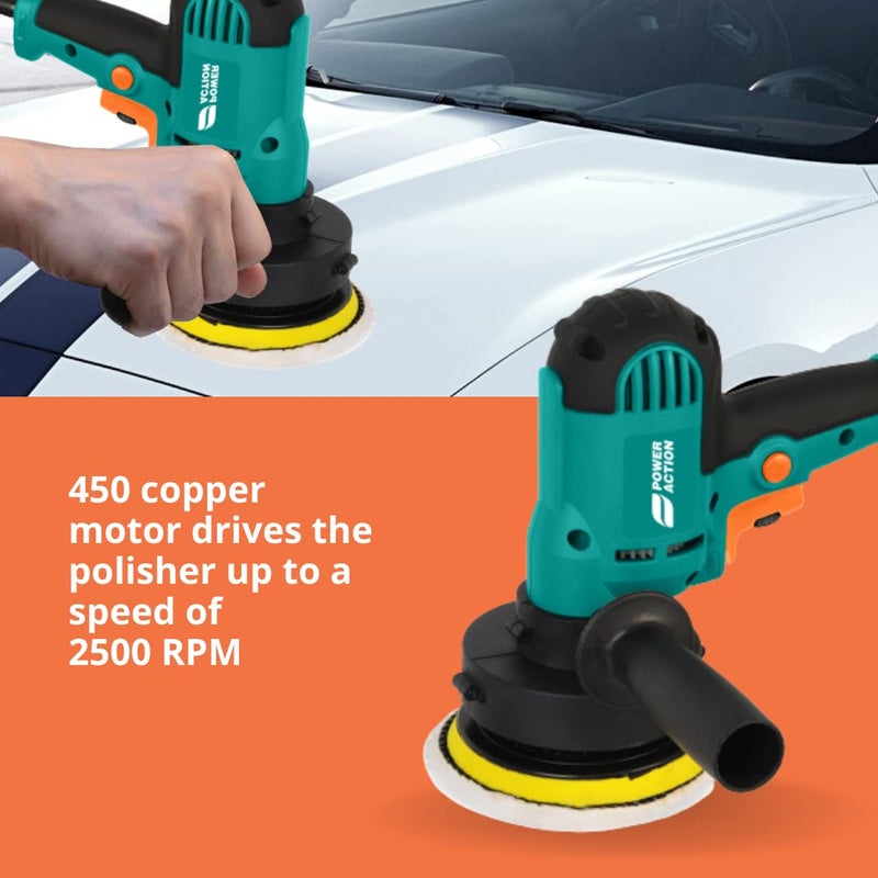 Sulfar Power Action Machine Car Polisher 450W 220V, 50Hz, Wheel Diameter 125mm, No-load Speed 500-2500/min with Spindle Lock (CP450, Green) - Image 3