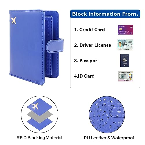 Deziliao Passport Holder for Women and Men, Passport Holder Card Slots, RFID Blocking Passport Wallet, Travel Essentials Cute Passport Cover Passport Case (Navy blue) - Image 5
