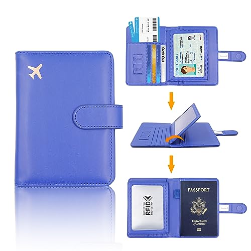 Deziliao Passport Holder for Women and Men, Passport Holder Card Slots, RFID Blocking Passport Wallet, Travel Essentials Cute Passport Cover Passport Case (Navy blue) - Image 2