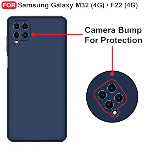 CEDO Back Cover for Samsung Galaxy M32 (4G) / F22 (4G) | Camera Bump Protection & Inner Velvet Fabric Lining | Ultra Slim Matte Soft Rubberised Case Cover (Blue) - Image 3