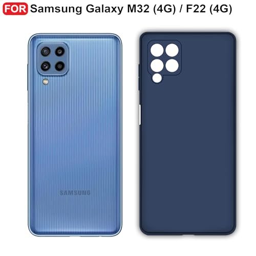 CEDO Back Cover for Samsung Galaxy M32 (4G) / F22 (4G) | Camera Bump Protection & Inner Velvet Fabric Lining | Ultra Slim Matte Soft Rubberised Case Cover (Blue) - Image 2