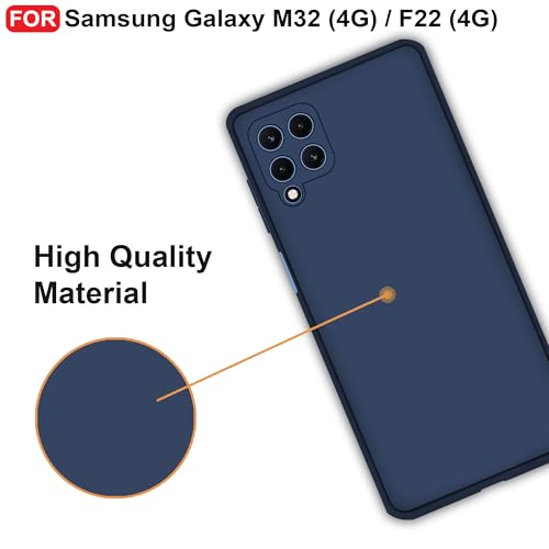 CEDO Back Cover for Samsung Galaxy M32 (4G) / F22 (4G) | Camera Bump Protection & Inner Velvet Fabric Lining | Ultra Slim Matte Soft Rubberised Case Cover (Blue) - Image 5