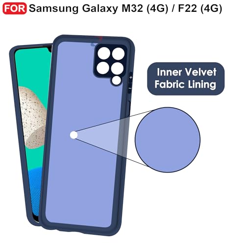 CEDO Back Cover for Samsung Galaxy M32 (4G) / F22 (4G) | Camera Bump Protection & Inner Velvet Fabric Lining | Ultra Slim Matte Soft Rubberised Case Cover (Blue) - Image 4