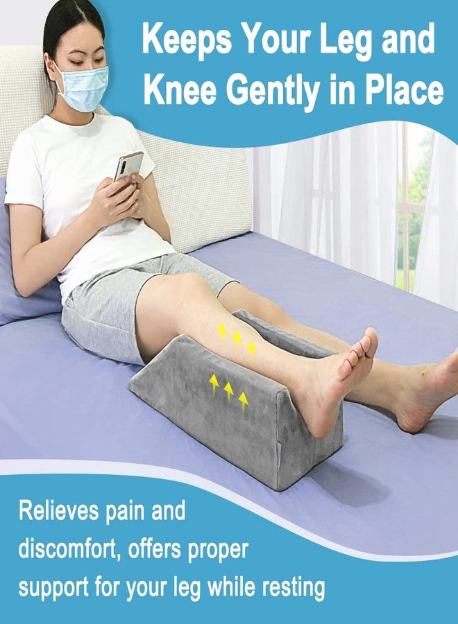 Zelen Leg Elevation Wedge Pillow Knee Foam for Sleeping Post Surgery Foot Leg Rest Pillows Knee Support Cushion Medical Elevated Pillow Leg Elevator Bed Positioning Wedge Ankle Surgery Recovery (50cm Long) - Image 2