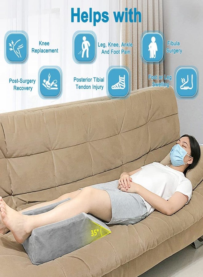 Zelen Leg Elevation Wedge Pillow Knee Foam for Sleeping Post Surgery Foot Leg Rest Pillows Knee Support Cushion Medical Elevated Pillow Leg Elevator Bed Positioning Wedge Ankle Surgery Recovery (50cm Long) - Image 3
