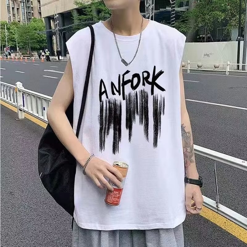 Loose Casual Sleeveless Waistcoat Breathable Quick-Drying Sports Basketball Sleeveless Shirt Round Neck American Fashion Order - Image 1