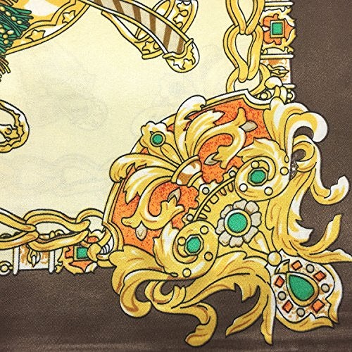 YOUR SMILE Silk Like Scarf Women's Fashion Pattern Large Square Satin Headscarf Brown Carriage - Image 5