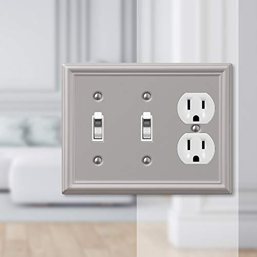 Amerelle 149TTDBN Chelsea Steel Double Toggle/Single Duplex Wallplate, Brushed Nickel - Image 3