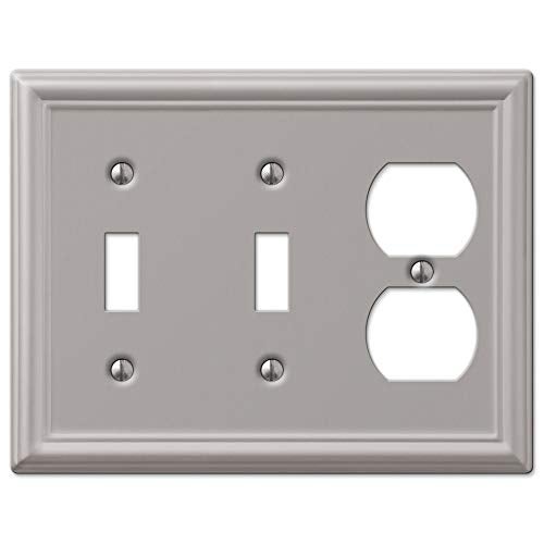 Amerelle 149TTDBN Chelsea Steel Double Toggle/Single Duplex Wallplate, Brushed Nickel - Image 1