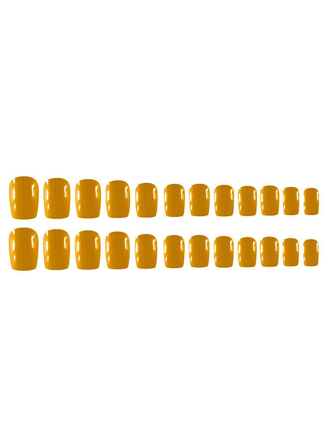 NIBEMINENT 24-Piece Natural French Short False Nail Tip Set Gold