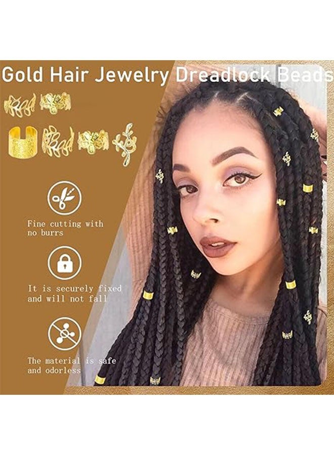 Happy D 52 pieces of golden dreadlock hair accessories, hair ties, pendants, and weaving rings; golden hair accessory parts with 5M stretchable African braid weaving elastic cord for long hair braiding - Image 5