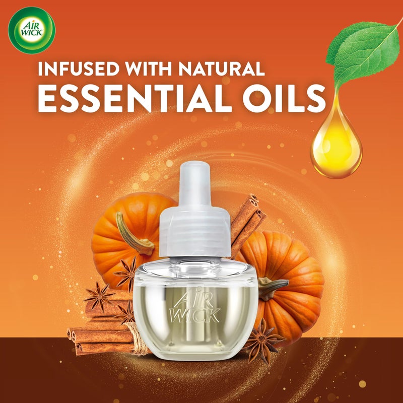 Air Wick عبوة إعادة تعبئة زيت معطر هواء من آير ويك، 5 قطع، توابل اليقطين، معطر هواء، زيوت أساسية، رائحة الخريف، ديكور الخريف - Image 1