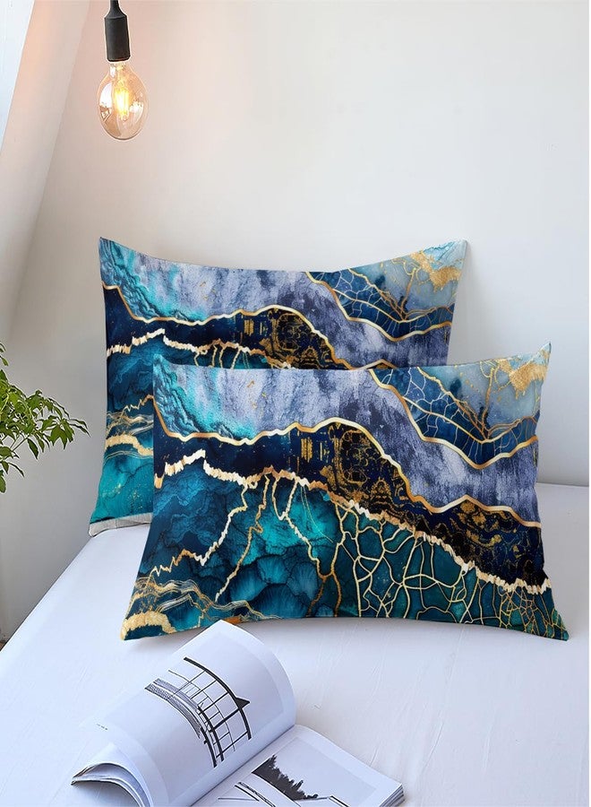 CCoutueChen Marble Comforter Set, Queen Size, Light Blue Comforter with Gold Glitter Marbling, Modern Abstract Watercolor Decor, Lightweight Bedding - Image 5