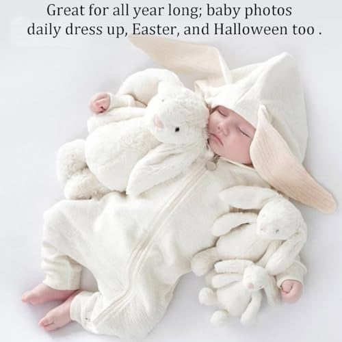 OLLULL Baby Bunny Costume, Girl or Boy Easter Outfit, Unisex Toddler Rabbit Dress Up Romper, Color White 18-24 Months - Image 4