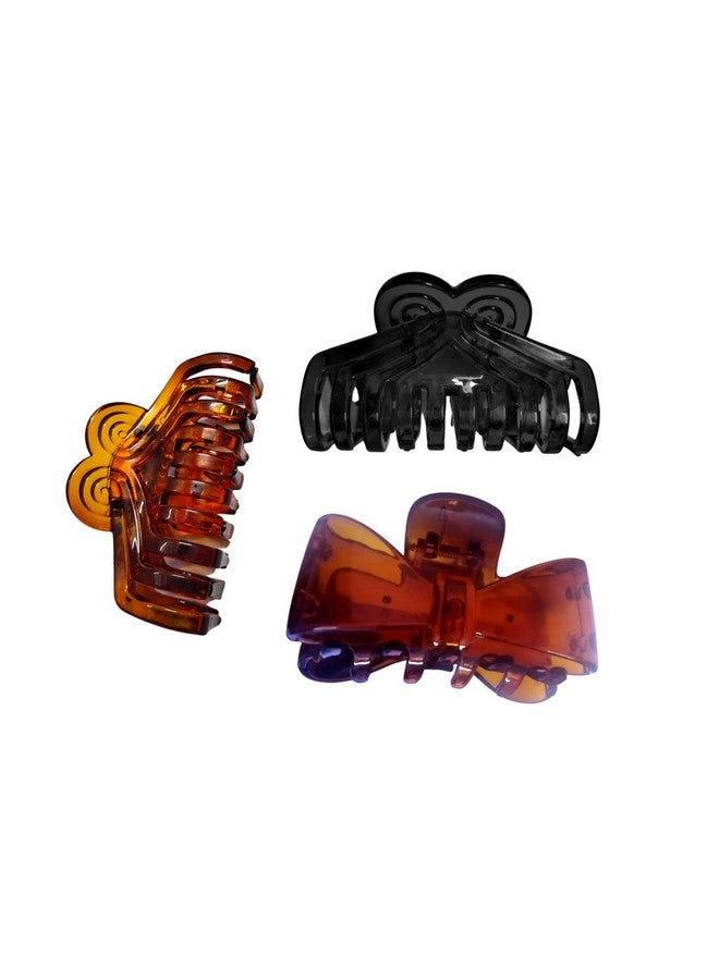 Nat Black & Brown Hair Clutchers/Clips/Claws for Women & Girls, 3 Pcs - Image 1